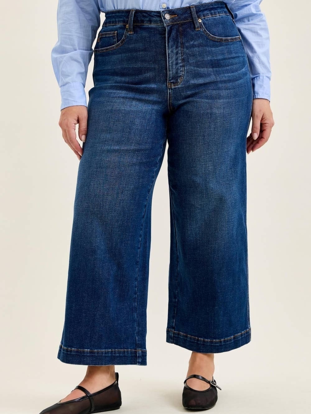 Judy Blues Dark Blue Wide-Leg Women's Jeans